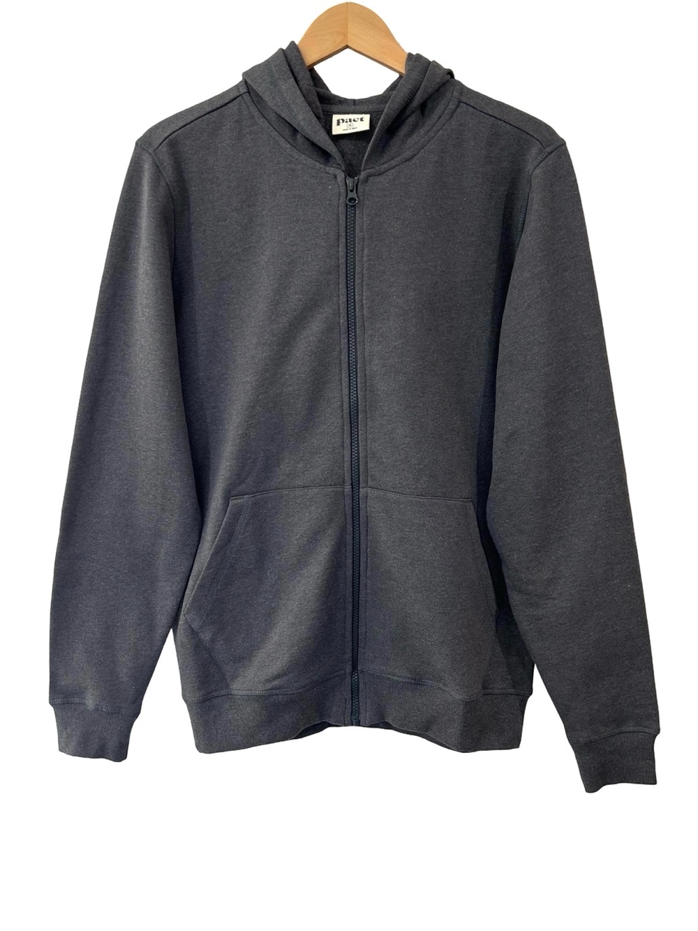 Pact men’s organic cotton Fleece full zip Hoodie M to L grey casual NWOT